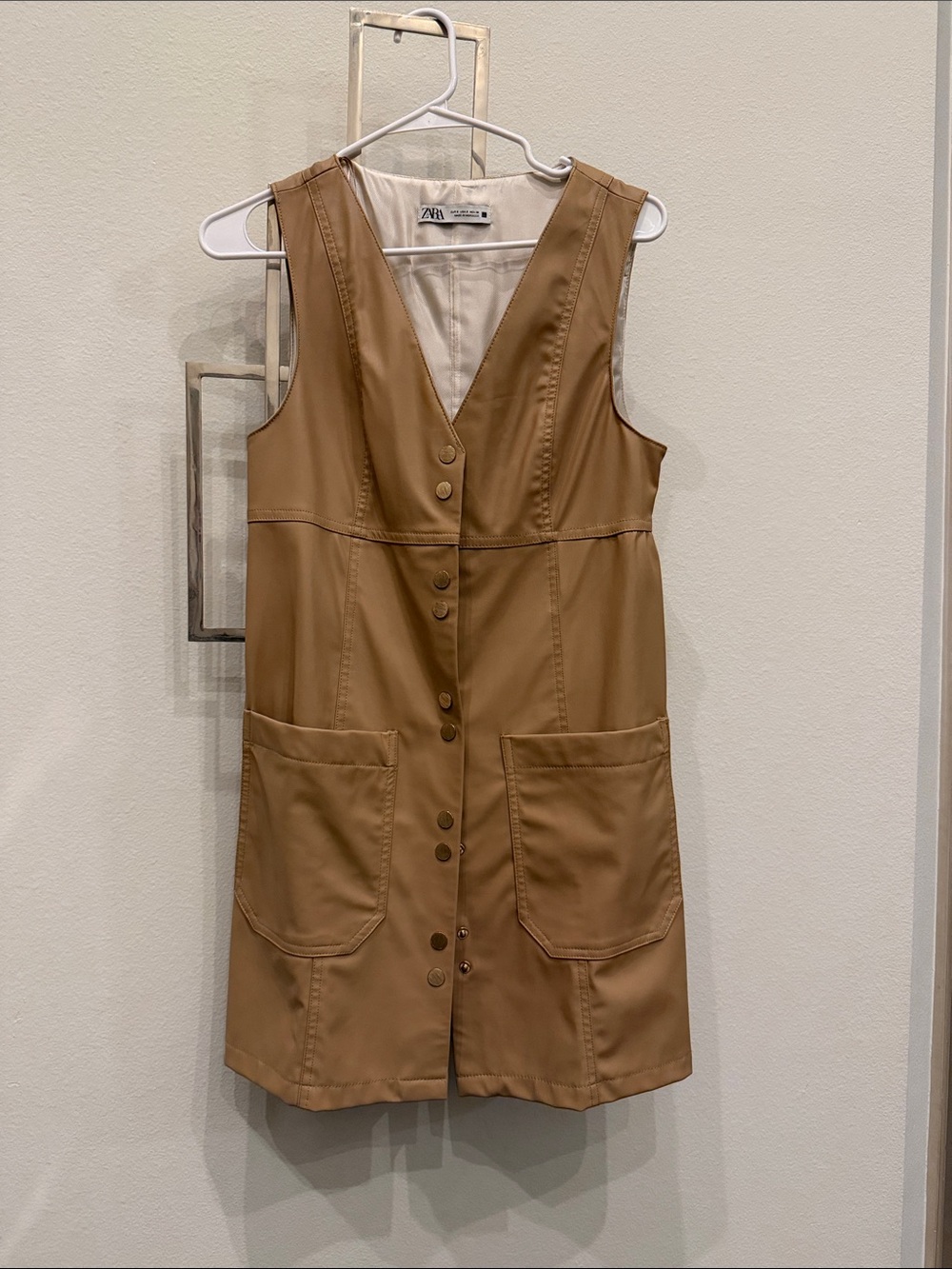 Zara Camel Button-Front Mini Dress